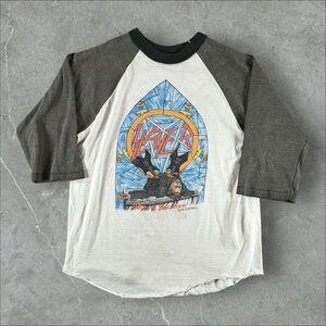 Vintage Slayer Shirt Mens Large White Raglan Altar Of Sacrifice 1986 Reign Blood